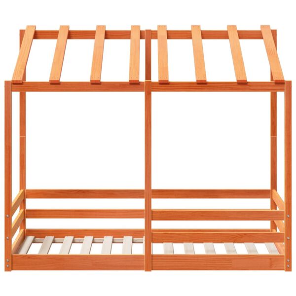 vidaXL Letto Bambini con Tetto Marrone Cera 80x160 cm Massello Pino
