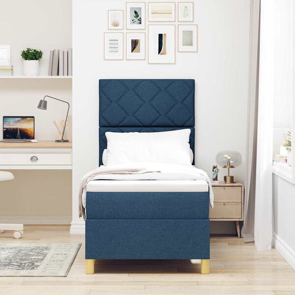 vidaXL Letto a molle con materasso Blu 80 x 200 cm Tessuto