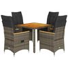 vidaXL Set da Pranzo da Giardino 5 pz con Cuscini in Polyrattan Grigio