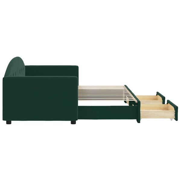 vidaXL Divano Letto Estraibile Cassetti Verde Scuro 80x200cm Velluto