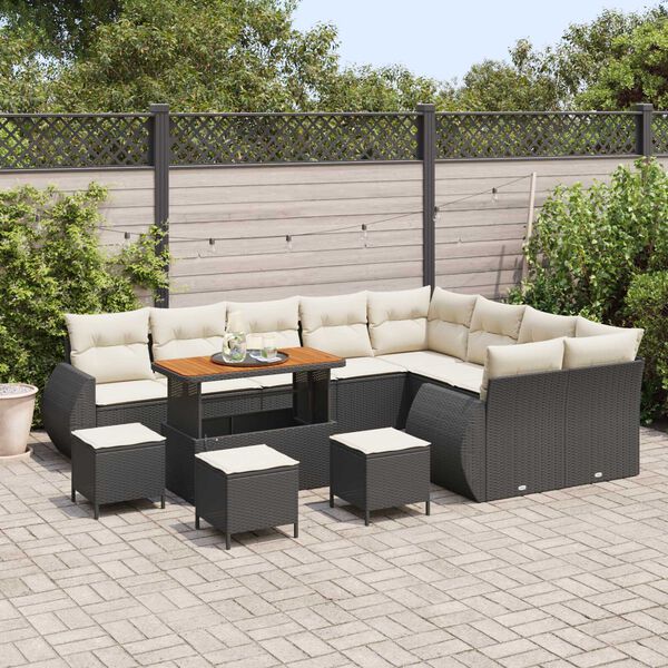 vidaXL Set Divano da Giardino 13 pcs Nero polyrattan