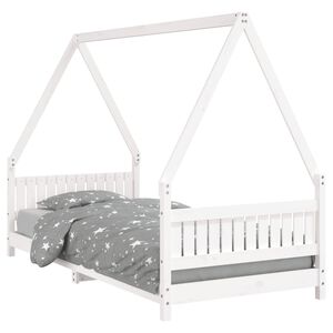 vidaXL Giroletto per Bambini Bianco 90x200cm in Legno Massello di Pino