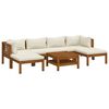 vidaXL Set Divani da Giardino 7 pz con Cuscini Crema in Legno Acacia