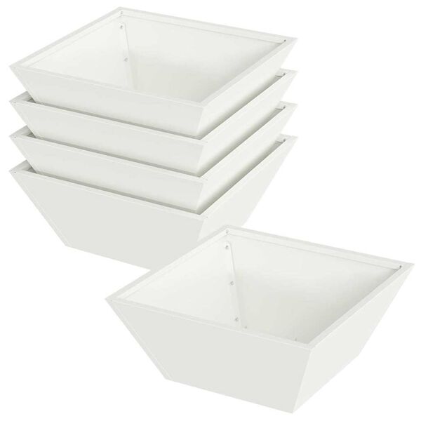 vidaXL Vaso da giardino 5 pcs Bianco 40 x 40 x 15 cm