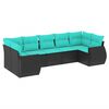 vidaXL Set Divani da Giardino 7 pz con Cuscini Nero in Polyrattan