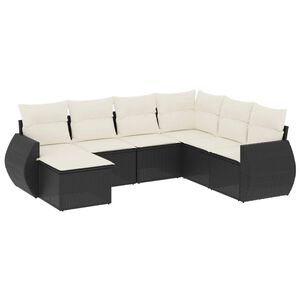 vidaXL Set Divani da Giardino con Cuscini 7pz Nero Polyrattan