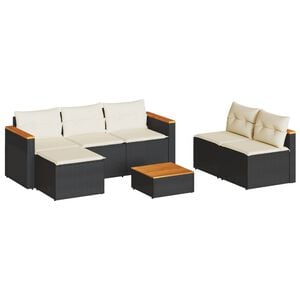 vidaXL Set Divani da Giardino 5 pz con Cuscini Nero Polyrattan Acacia