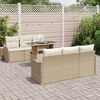 vidaXL Set Divano da Giardino con cuscino 7 pcs Beige Poly Rattan