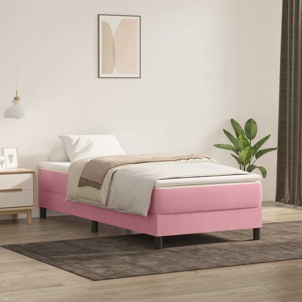 vidaXL Giroletto a Molle senza Materasso Rosa 90x210 cm in Velluto