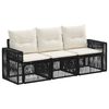 vidaXL Set Divano da Giardino 3 pz Nero e Bianco Crema polyrattan