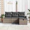 vidaXL Set Divano da Giardino con cuscino 4 pcs Grigio Poly Rattan