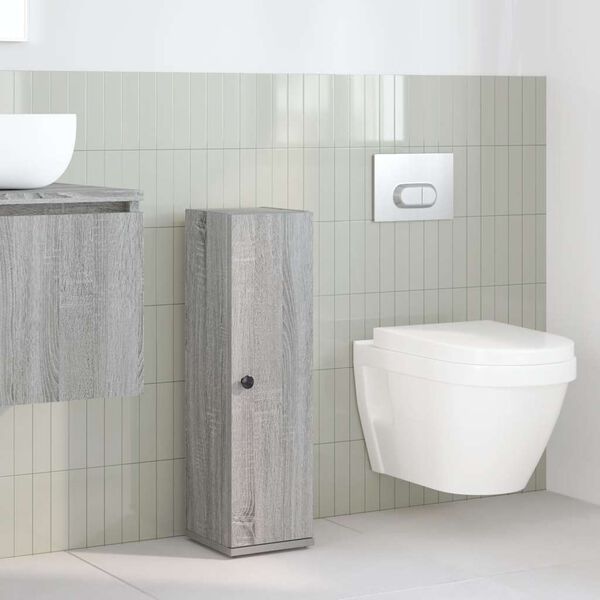 vidaXL Mobile da Bagno con Portarotolo Grigio Sonoma 20,5x22x72 cm