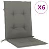 vidaXL Cuscini Sedia Schiena Bassa 6 pz Grigio M&eacute;lange 100x50x4 cm