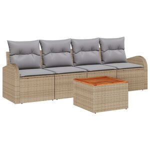vidaXL Set Divano da Giardino con cuscino 5 pcs Beige polyrattan