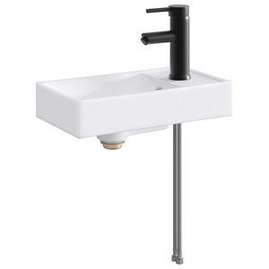 vidaXL Lavabo con rubinetto e scarico Nero Opaco 40,5 x 22,5 x 11,5 cm