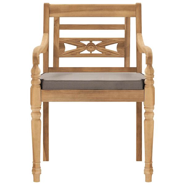 vidaXL Set Pranzo Giardino 5pz con Cuscini Grigio Scuro Massello Teak