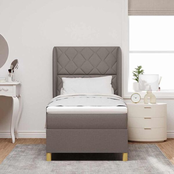 vidaXL Letto con molle e materasso Grigio Scuro 90x190 cm Tessuto