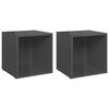 vidaXL Mobili Porta TV 2pz Grigio Lucido 37x35x37 cm Legno Multistrato