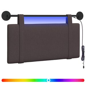 vidaXL Testiera sospesa Con luce LED Marrone Scuro Tessuto
