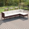 vidaXL Set Divani da Giardino 5 pz con Cuscini in Polyrattan Marrone