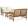 vidaXL Set Divani da Giardino 3 pz con Cuscini in Massello di Acacia