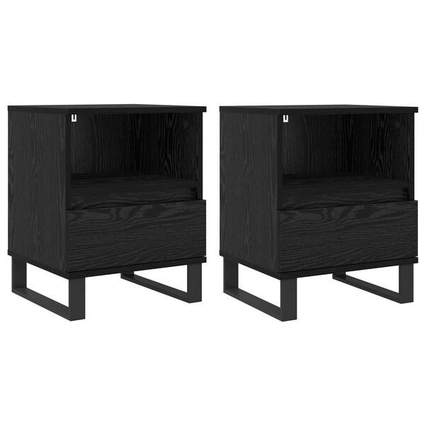 vidaXL Armadietto per letto con cassetto Rovere Nero 40 x 35 x 50 cm