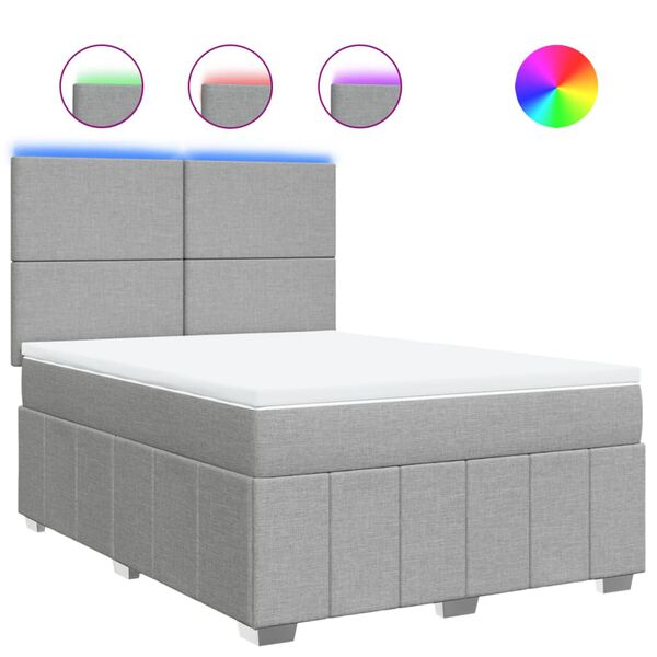 vidaXL Giroletto a Molle con Materasso Grigio Chiaro 140x190cm Tessuto