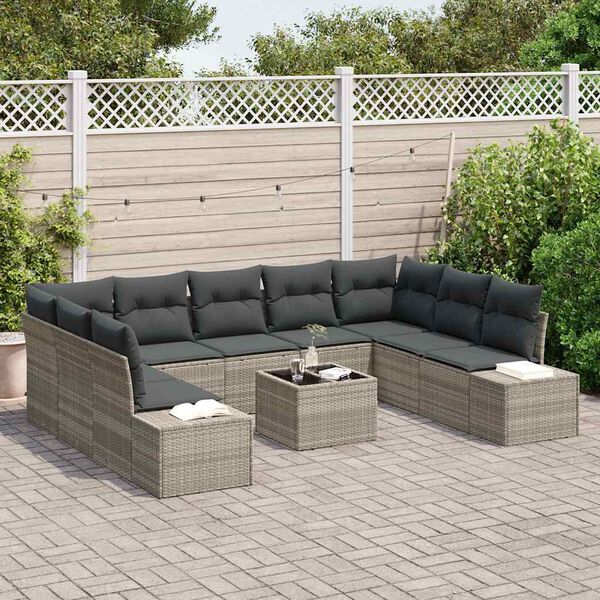 vidaXL Set Divano da Giardino 9 pcs Grigio chiaro Polyrattan