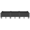 vidaXL Fioriera da Giardino con Picchetti Nera 125x40x28,5 cm PP