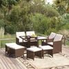 vidaXL Set Divani da Giardino 9 pz con Cuscini in Polyrattan Marrone