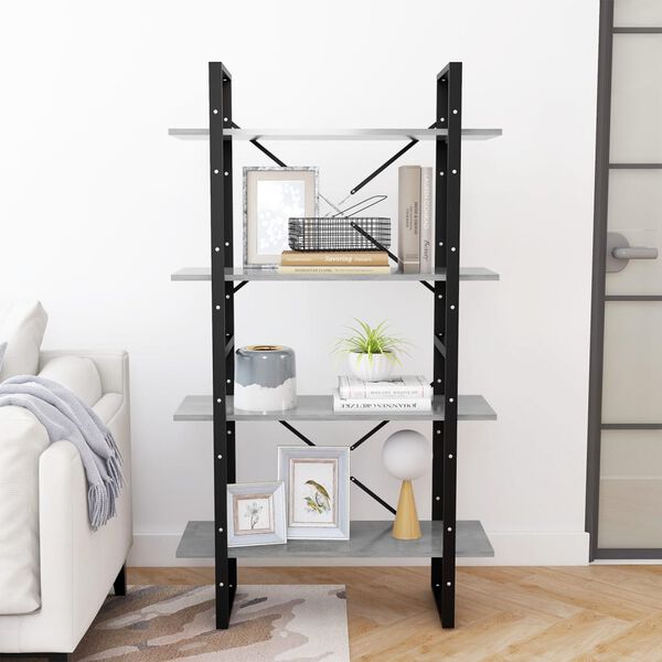 vidaXL Libreria 4 Ripiani Grigio Cemento 80x30x140cm Legno Multistrato