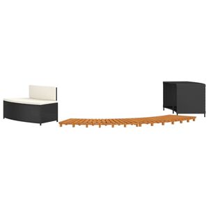 vidaXL Bordo per Spa Nero in Polyrattan e Legno Massello di Acacia