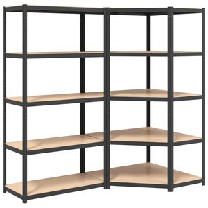 vidaXL Scaffali Resistenti 5 Ripiani 2pz Grigio Acciaio e Multistrato