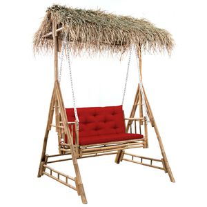 vidaXL Dondolo da Giardino 2 Posti Cuscini Foglie di Palma 202cm Bamb&ugrave;