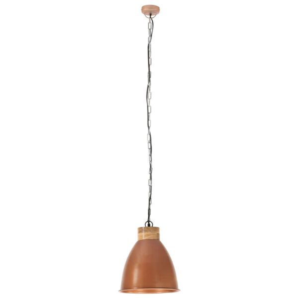 vidaXL Lampadario Industriale Rame Ferro e Legno Massello 35 cm E27