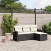 vidaXL Set Divani da Giardino 4 pz con Cuscini Nero in Polyrattan