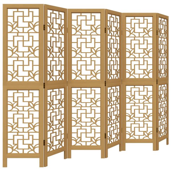 vidaXL Divisorio Ambienti 6 Pannelli Marrone Legno Massello Paulownia