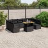 vidaXL Set Divani da Giardino 10pz con Cuscini in Polyrattan Nero