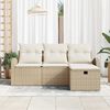 vidaXL Set di divani con cuscino 4 pcs Beige e Crema polyrattan