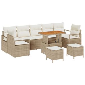 vidaXL Set Divano da Giardino con cuscino 10 pcs Beige e Crema