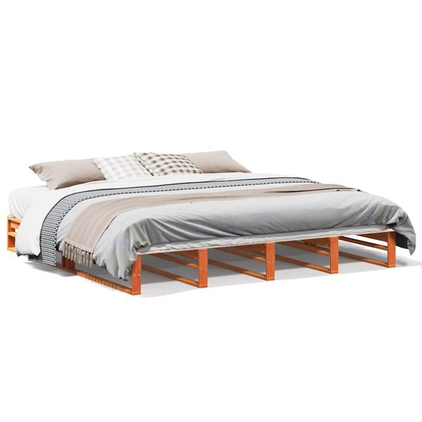 vidaXL Letto senza Materasso Marrone Cera 200x200 cm in Legno di Pino