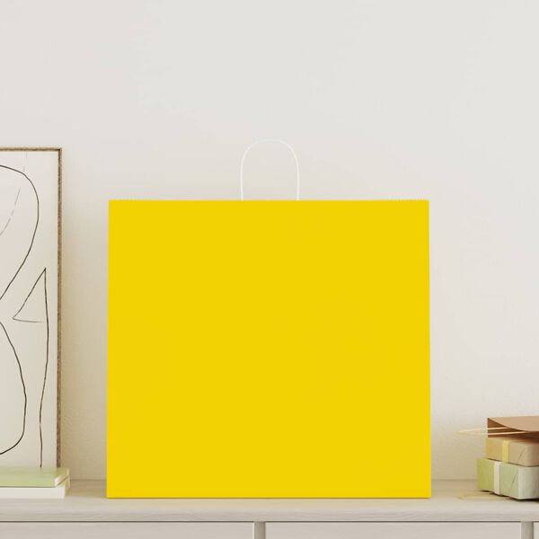 vidaXL Sacchetti di Carta 50 pz con Manici Gialli 54x15x49 cm