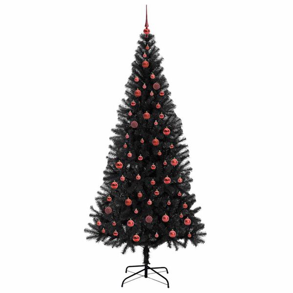 vidaXL Albero di Natale con 300 LED con supporto Nero 210 cm PVC
