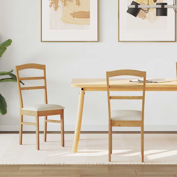 vidaXL Sedia da pranzo 2 pcs Naturale e chiaro Legno di gomma solido