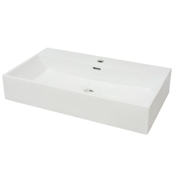 vidaXL Lavandino con Foro Rubinetto in Ceramica Bianca 76x42,5x14,5 cm