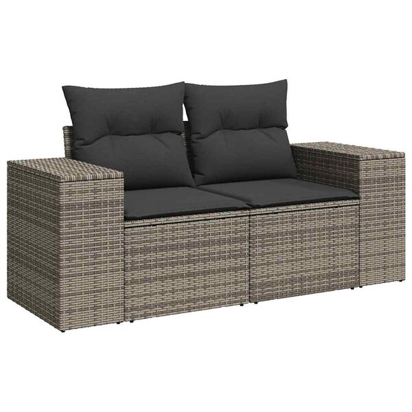 vidaXL Set Divano da Giardino 5 pz con Cuscini Grigio in Polyrattan