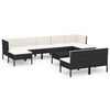vidaXL Set Divani da Giardino 10 pz con Cuscini in Polyrattan Nero