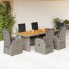 vidaXL Set da Pranzo da Giardino 7 pz con Cuscini in Polyrattan Grigio