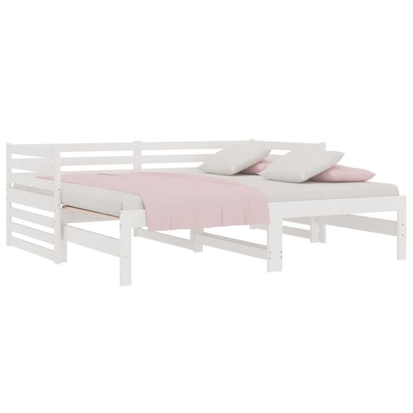 vidaXL Dormeuse Estraibile Bianca 2x(80x200) cm Legno Massello di Pino