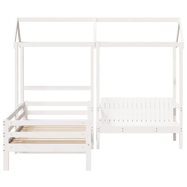 vidaXL Set Dormeuse e Panca con Tetto Bianco 90x200cm Massello Pino